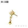IMPLANT GRADE TITANIUM THREADLESS PUSH IN STARBURST PYRAMID DANGLE CZ TOP PART